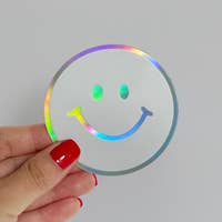 Holographic Smiley Face Sticker
