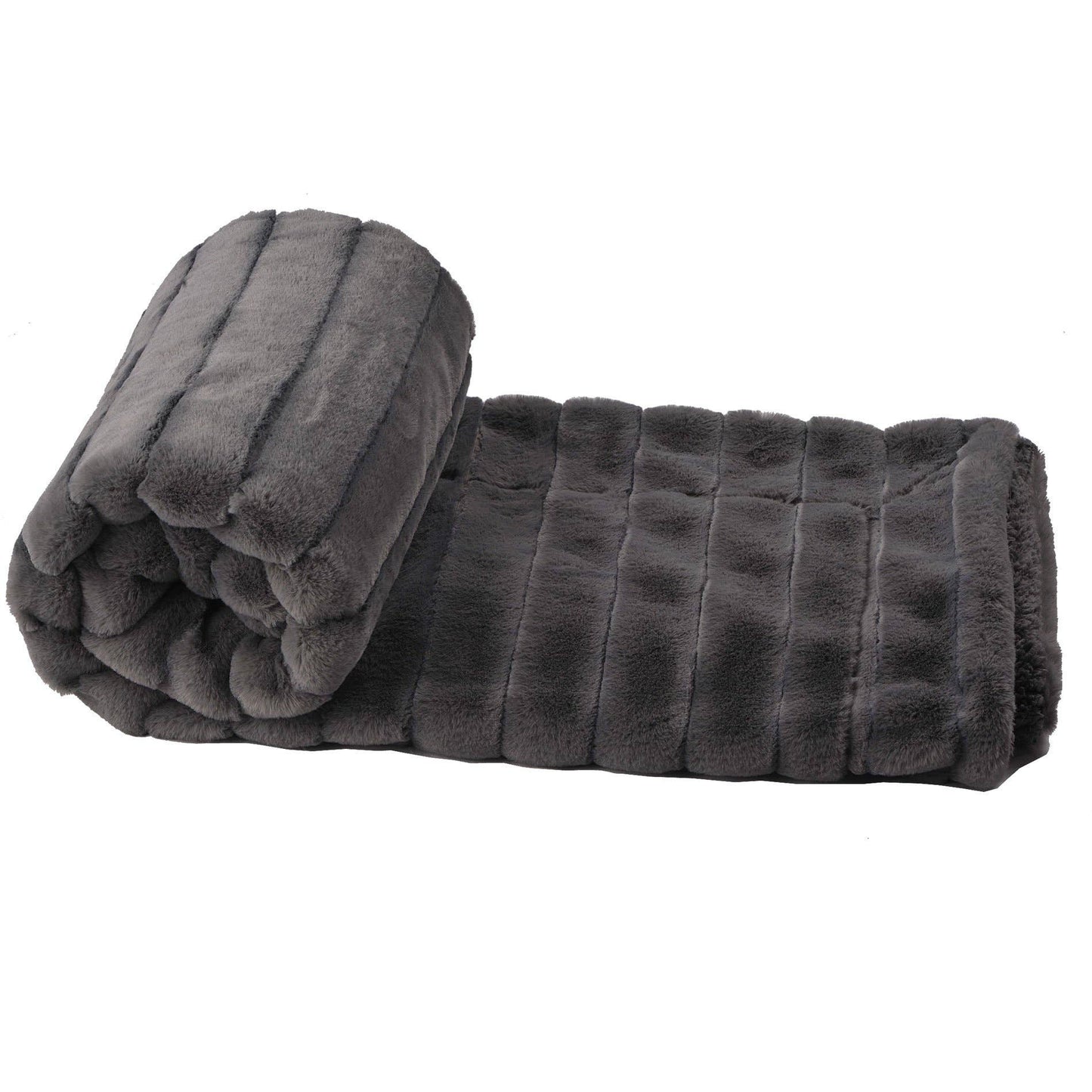 Large 60 X 80 Cozy Throw Blanket Washable Ribbed Sherpa Fleece Plush