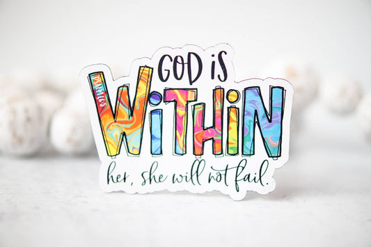 God Is Within Her, Christian 3"x3" Magnet